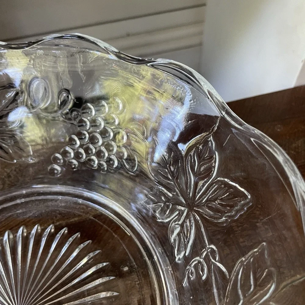 Clear Glass Fruit Bowl Retro Dish 8